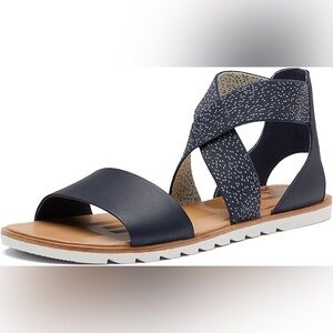 Sorel Women's Ella II Sandal Nocturnal Sea Salt Navy Blue